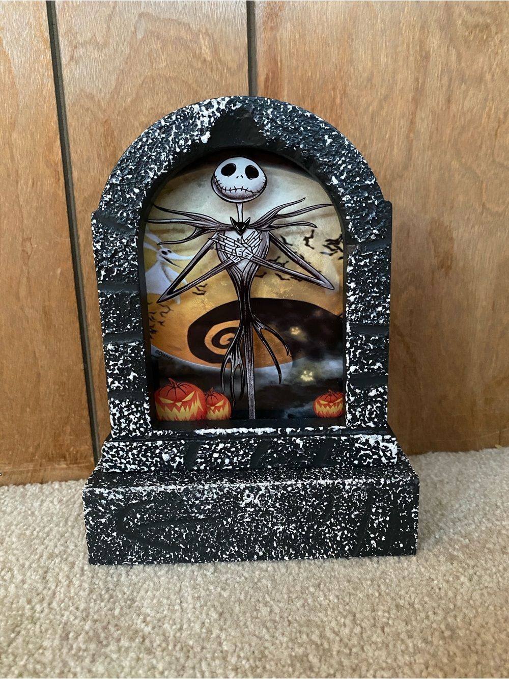 Nightmare Before Christmas Jack Skellington LED Tombstone Halloween Decor Black